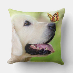 Labrador And Butterfly Throw Pillow