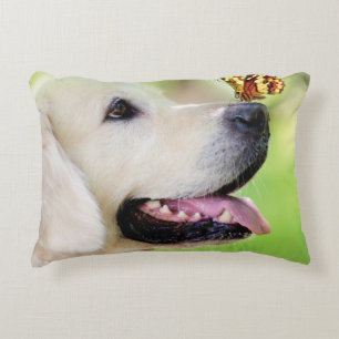Labrador And Butterfly Throw Pillow