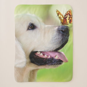Labrador And Butterfly Throw Pillow