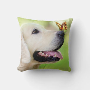 Labrador And Butterfly Throw Pillow