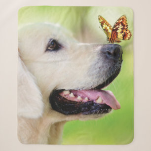 Labrador And Butterfly Throw Pillow