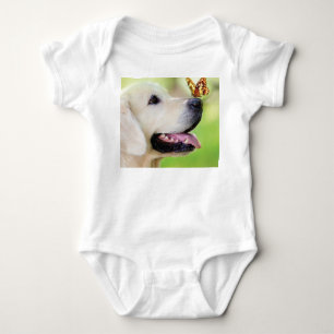 Labrador And Butterfly Throw Pillow Baby Bodysuit