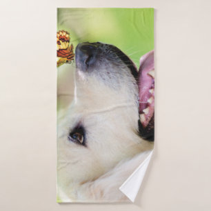 Labrador And Butterfly Throw Pillow Bath Towel