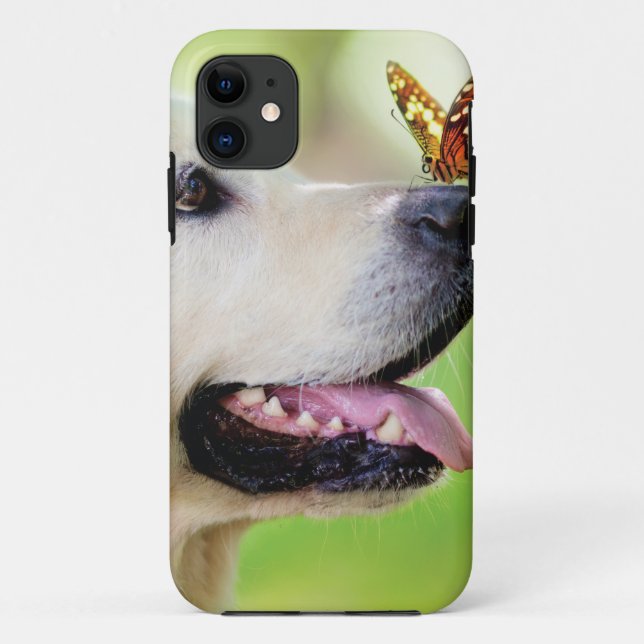 Labrador And Butterfly Throw Pillow Case-Mate iPhone Case (Back)