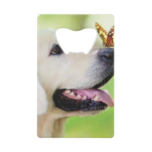 Labrador And Butterfly Throw Pillow Credit Card Bottle Opener
