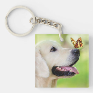 Labrador And Butterfly Throw Pillow Keychain