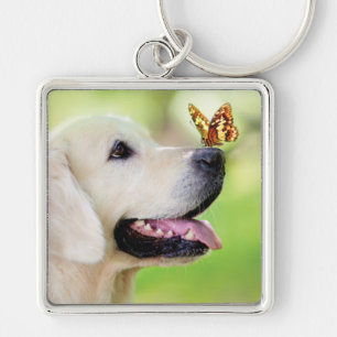 Labrador And Butterfly Throw Pillow Keychain
