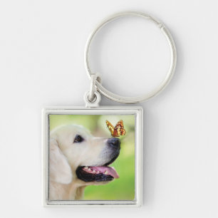 Labrador And Butterfly Throw Pillow Keychain