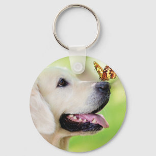 Labrador And Butterfly Throw Pillow Keychain