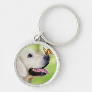 Labrador And Butterfly Throw Pillow Keychain