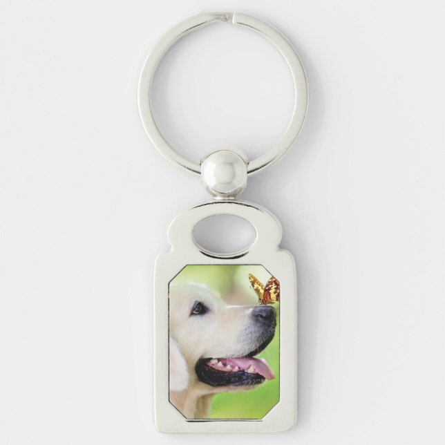 Labrador And Butterfly Throw Pillow Keychain (Front)