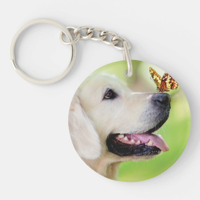 Labrador And Butterfly Throw Pillow Keychain (Front)