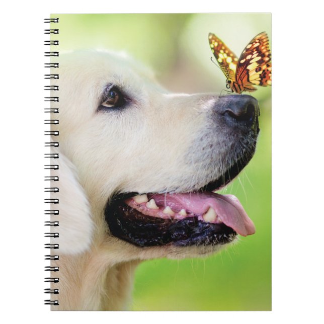 Labrador And Butterfly Throw Pillow Notebook (Front)