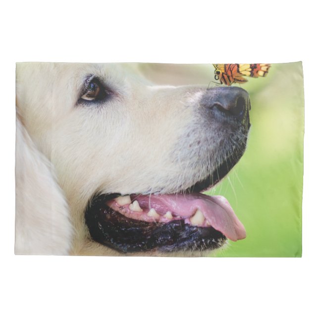 Labrador And Butterfly Throw Pillow Pillowcase (Back)