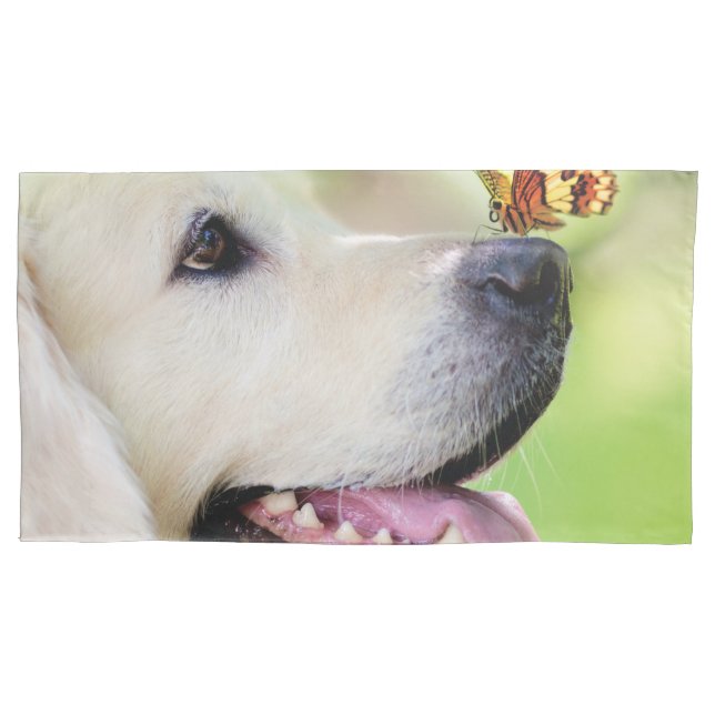 Labrador And Butterfly Throw Pillow Pillowcase (Front)