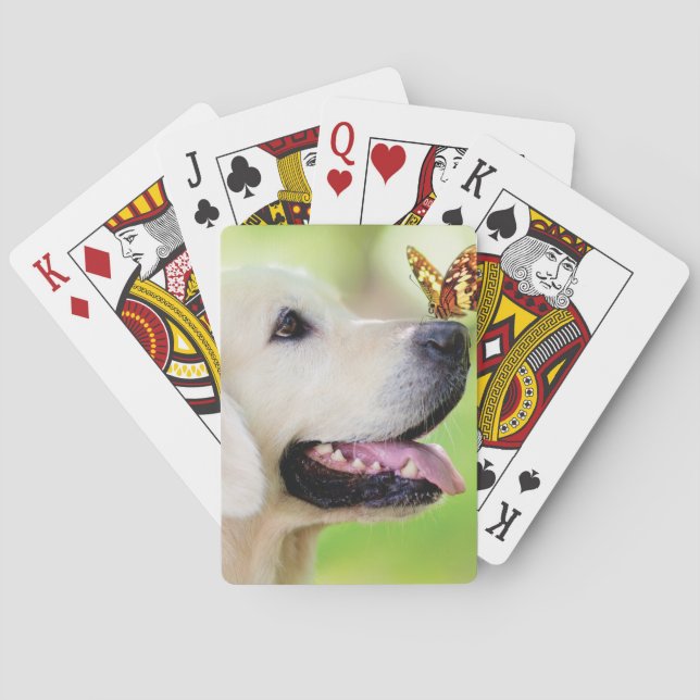 Labrador And Butterfly Throw Pillow Playing Cards (Back)