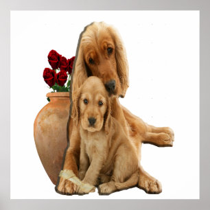 Labrador and puppies poster
