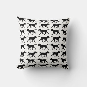 Labrador Black Running Lab Silhouette Pattern Throw Pillow