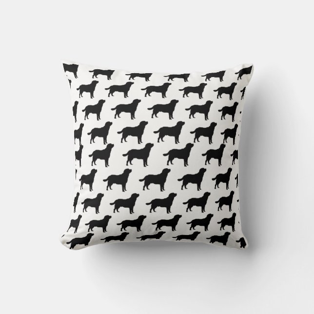 Labrador Black Silhouette Standing Lab Pattern Throw Pillow (Front)