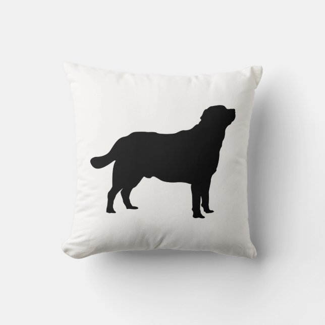 Labrador Black Silhouette Standing Lab Throw Pillow (Front)