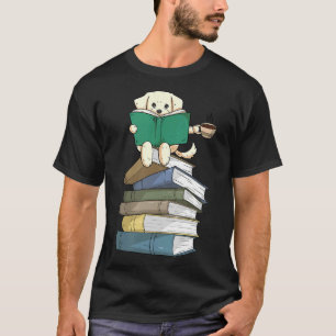 Labrador Books Coffee Yellow Lab Dog Reading T-Shirt