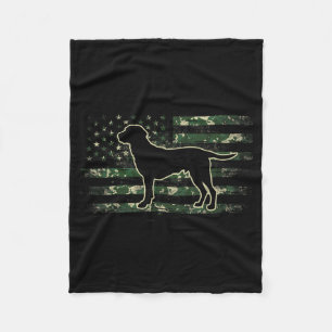 Labrador Camouflage American Flag USA Dog Lover Fleece Blanket