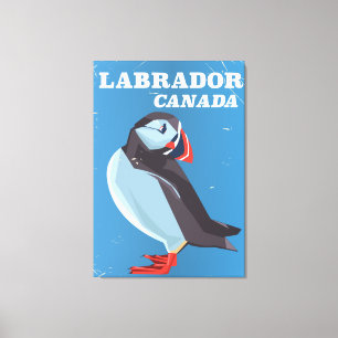 Labrador Canada Puffin vintage travel poster Canvas Print