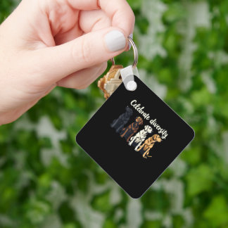 Labrador Celebrate Diversity Funny Lab Dog Keychain
