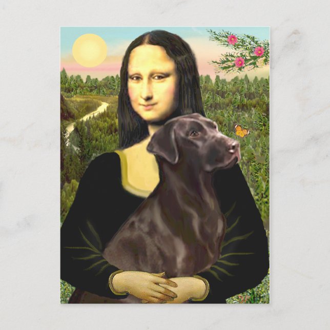 Labrador (Chcolate) - Mona Lisa Postcard (Front)