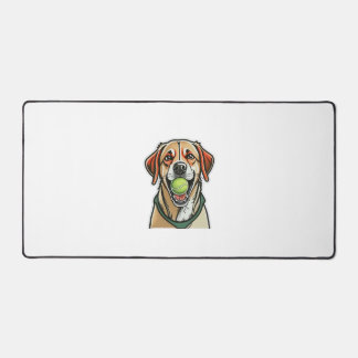 Labrador chien mordant balle de tennis dans sa bou