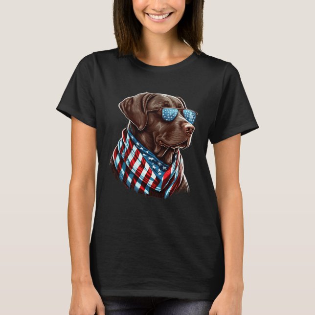 Labrador Chocolate Patriotic USA Proud T-Shirt (Front)