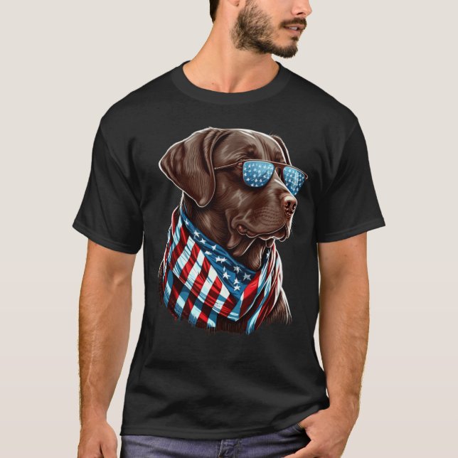 Labrador Chocolate Patriotic USA Proud T-Shirt (Front)