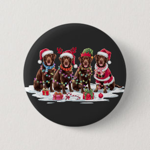 Labrador chocolate Santa hat antlers elf Christmas 2 Inch Round Button