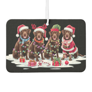 Labrador chocolate Santa hat antlers elf Christmas Air Freshener