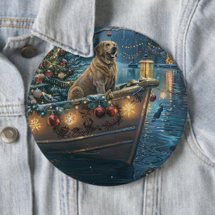 Labrador Christmas Festive Voyage 6 Inch Round Button