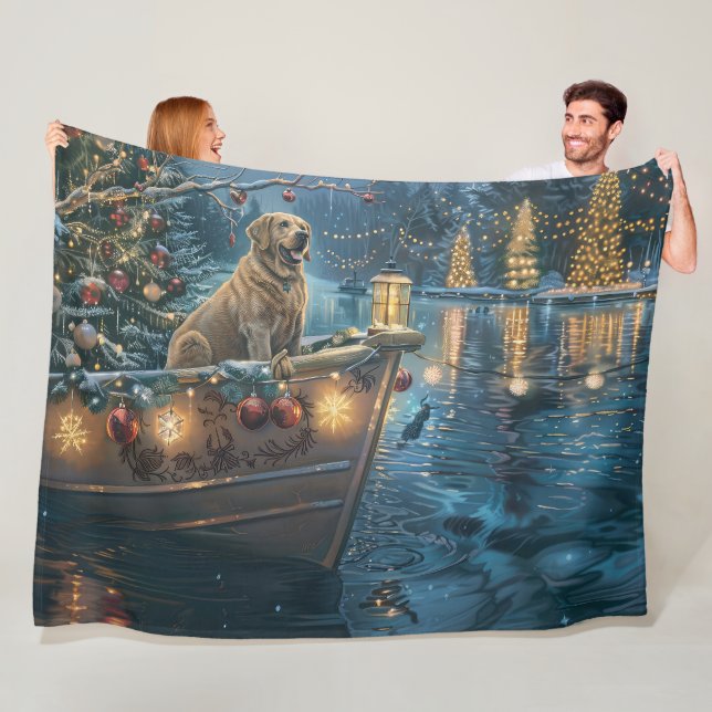 Labrador Christmas Festive Voyage Fleece Blanket (In Situ)