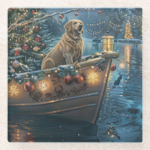 Labrador Christmas Festive Voyage Glass Coaster
