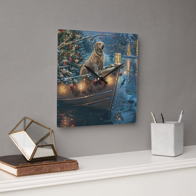 Labrador Christmas Festive Voyage Square Wall Clock (Office)