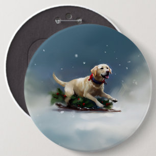 Labrador Christmas snow winter 6 Inch Round Button