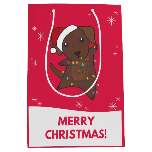 Labrador Christmas Snow Winter Animals Dogs Medium Gift Bag (Front)