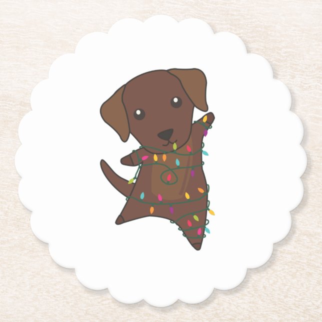 Labrador Christmas Snow Winter Animals Dogs Paper Coaster (Front)