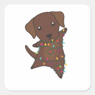 Labrador Christmas Snow Winter Animals Dogs Square Sticker