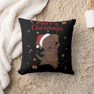 Labrador Christmas Snow Winter Animals Dogs Throw Pillow