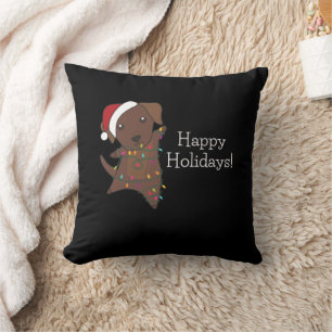 Labrador Christmas Snow Winter Animals Dogs Throw Pillow