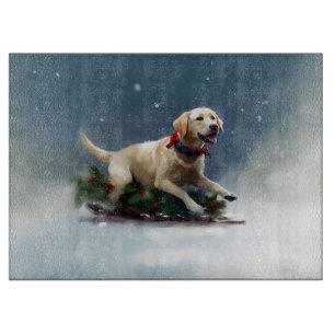 Labrador Christmas snow winter Cutting Board