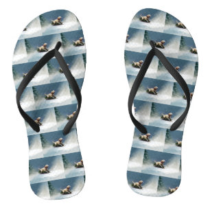 Labrador Christmas snow winter Flip Flops