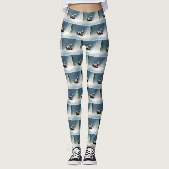 Labrador Christmas snow winter Leggings (Front)
