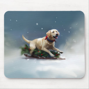 Labrador Christmas snow winter Mouse Pad