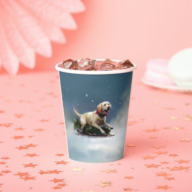 Labrador Christmas snow winter Paper Cups (Insitu)