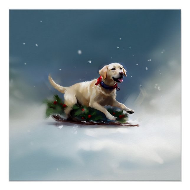 Labrador Christmas snow winter Poster (Front)